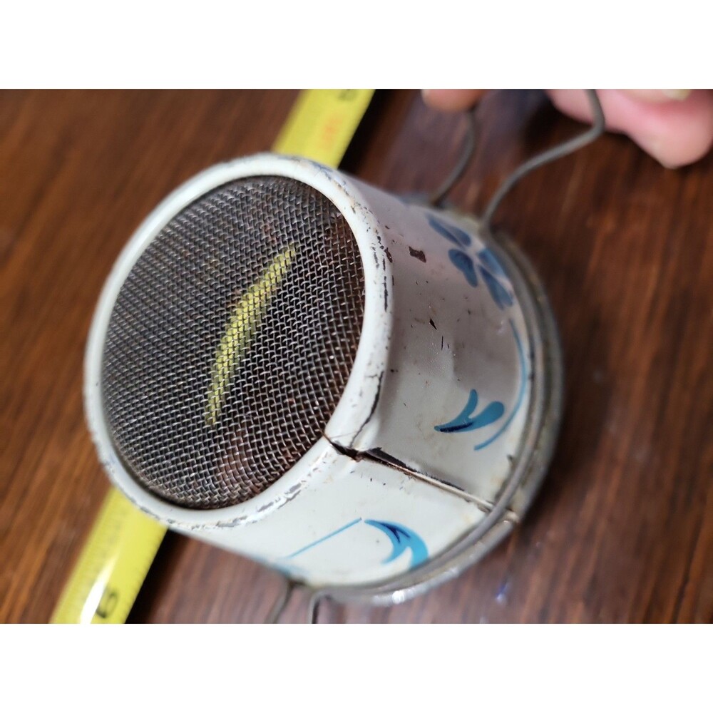 1950s Miracle Gem Handheld Mesh Tea Strainer Sifter Blue Floral Wood Handle - Picture 6 of 7